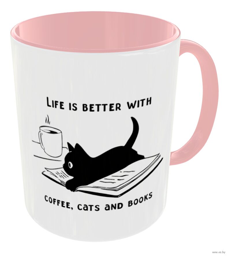 Кружка керамическая "Coffee, cats and books" (330 мл)