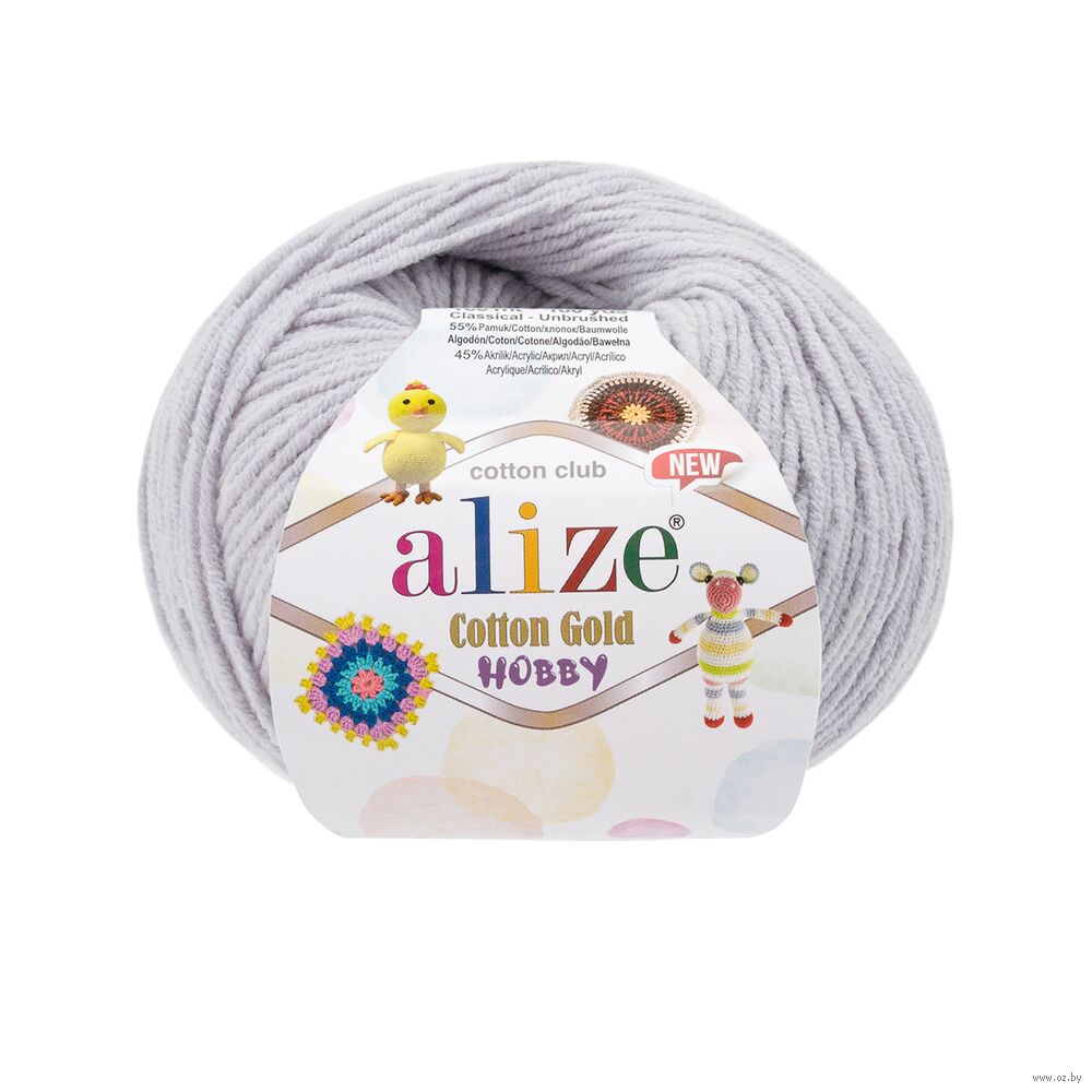 Пряжа "Cotton Gold Hobby New №533" (50 г; 165 м; пастельно-серый)