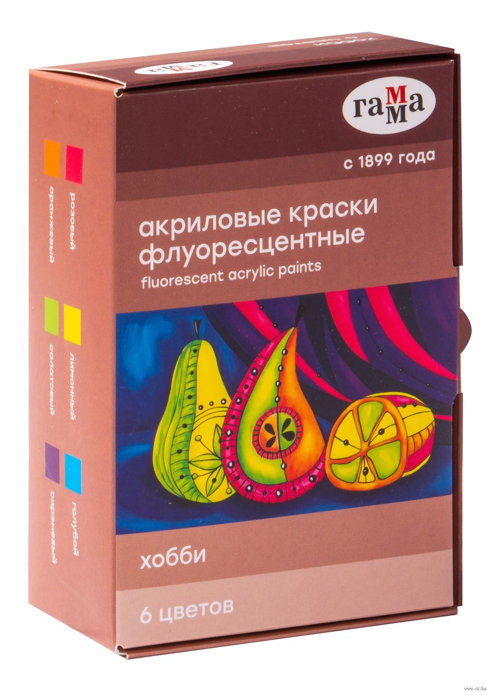 Краски акриловые "Хобби" (6 цветов; флуоресцентные)