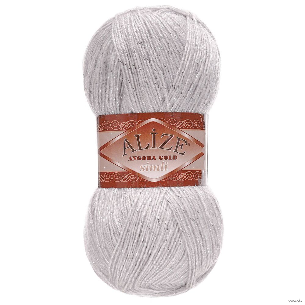 Пряжа "Angora Gold Simli №168" (100 г; 500 м; белая зима)