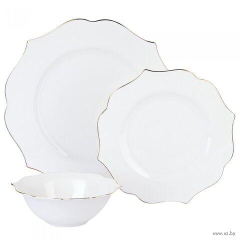 Набор посуды "Belle. С золотой окантовкой" (12 предметов) — фото, картинка