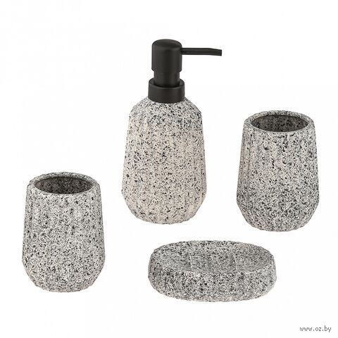Набор для ванной комнаты "Риф" (4 предмета; серый) — фото, картинка