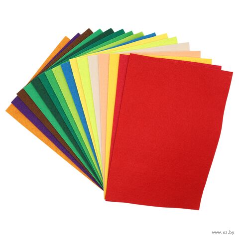 Фетр листовой мягкий "Ассорти №1" (20х30 см; 16 листов) — фото, картинка