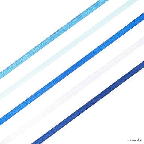 Набор декоративных лент "Голубой микс" (0,6 см; 23 м; 5 шт.) — фото, картинка