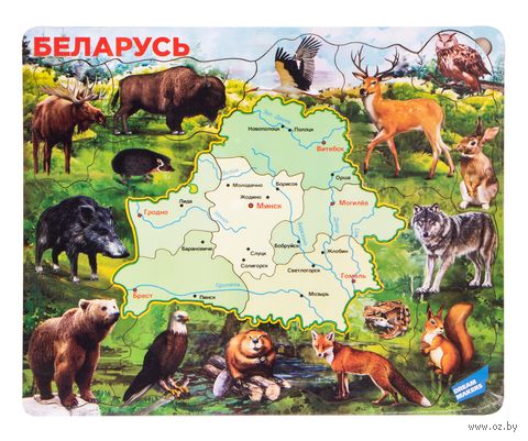 Пазл деревянный "Карта Беларуси" (21 элемент) — фото, картинка