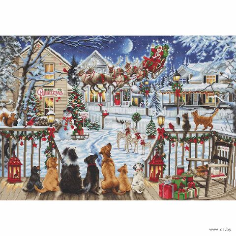 Набор для вышивания "Домашние животные на крыльце" (330х470 мм) — фото, картинка