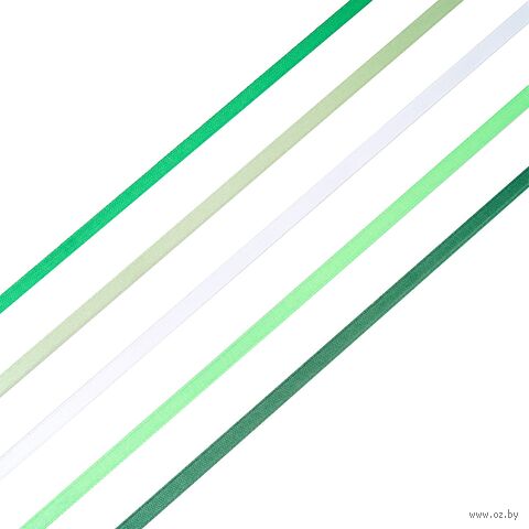 Набор декоративных лент "Зеленый микс" (0,6 см; 23 м; 5 шт.) — фото, картинка