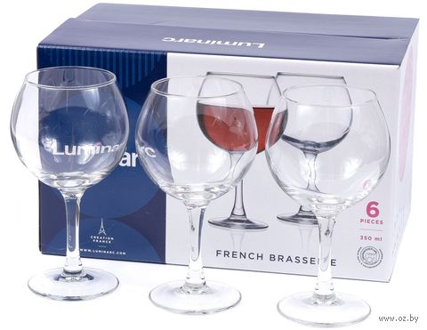 Бокал для вина стеклянный "French Brasserie" (6 шт.; 350 мл) — фото, картинка