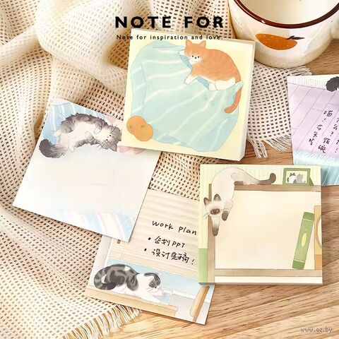 Самоклеящийся блок "Найди кота" (8х8 см; 100 листов) — фото, картинка