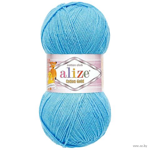 Пряжа "Cotton Gold №287" (100 г; 330 м; светло-бирюзовый) — фото, картинка