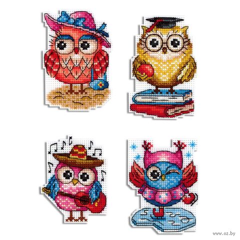 Набор для вышивания на пластиковой канве "Совиные истории" (60х70 мм) — фото, картинка