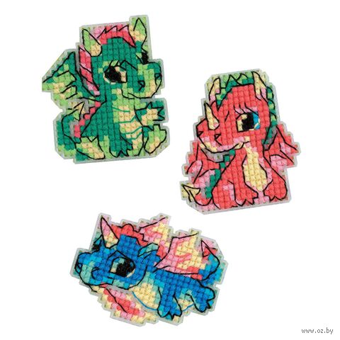 Набор для вышивания на пластиковой канве "Магниты. Дракончики" (55х70 мм) — фото, картинка