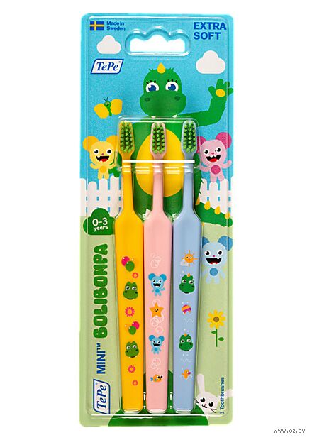 Набор детских зубных щёток "Mini Bolibompa Extra Soft" (3 шт.) — фото, картинка