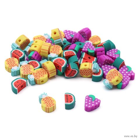 Бусины из полимерной глины "Летний фруктовый микс" (50 шт.) — фото, картинка