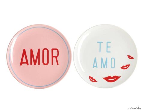 Набор тарелок "Уроки испанского: Amor - Te amo" (2 шт.) — фото, картинка