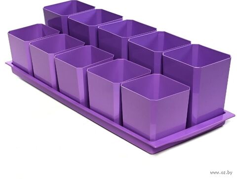 Набор горшков для цветов и рассады с поддоном и выдвижным дном "Двухуровневый" (фиолетовый) — фото, картинка