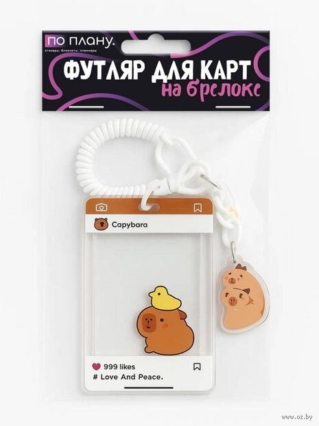 Футляр для карт с брелком "Capybara with a chicken" — фото, картинка