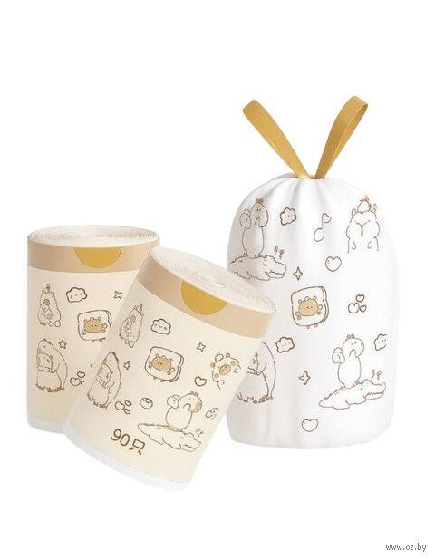 Пакеты для мусора с затяжками "Capybara" (90 шт.; 45х50 см) — фото, картинка