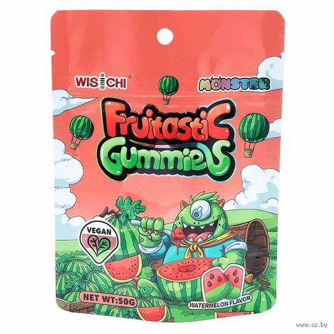 Конфеты жевательные "Wisichi Watermelon Pectin Candy. Со вкусом арбуза" (50 г) — фото, картинка