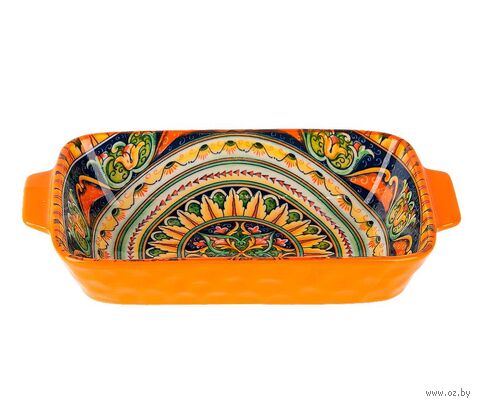 Блюдо для запекания фарфоровое "Arabesque" (225х125х50 мм; оранжевый) — фото, картинка