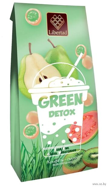 Конфеты жевательные в белом шоколаде "Green Detox" (75 г) — фото, картинка