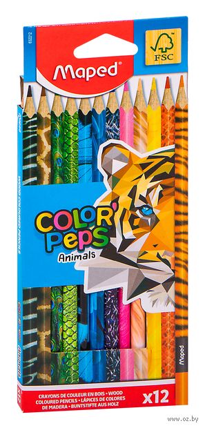 Набор карандашей цветных "Color Peps Animals" (12 цветов) — фото, картинка