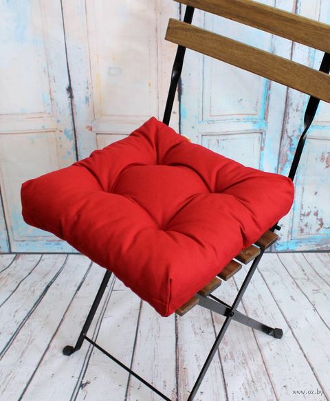 Подушка на стул "Monochrome" (40х40 см; бордовая) — фото, картинка