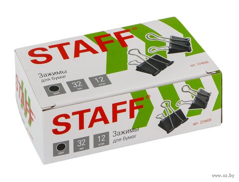 Зажимы для бумаги "Everyday" (12 шт.; 32 мм; черные) — фото, картинка