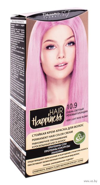 Крем-краска для волос "Hair Happiness" тон: 10.9, очень светлый розовый блондин — фото, картинка