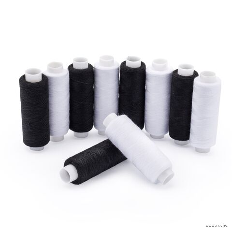 Набор швейных ниток 50/2 "Черно-белый" (183 м; 10 шт.) — фото, картинка