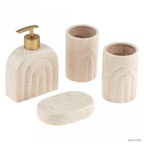 Набор для ванной комнаты "Аравия" (4 предмета; бежевый) — фото, картинка
