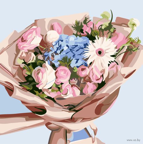 Картина по номерам "Букет с гортензией" (200х200 мм) — фото, картинка