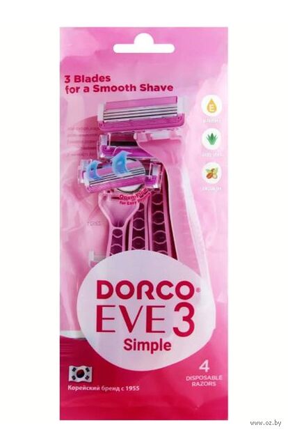 Станок для бритья одноразовый "Dorco Eve3 Simple" (4 шт.) — фото, картинка