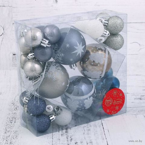 Набор ёлочных шаров "Морозное утро" (32 шт.) — фото, картинка