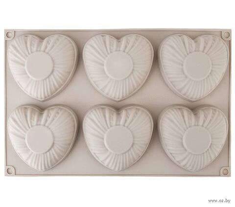 Форма для выпекания силиконовая "Сердце" (285х185х30 мм; серый) — фото, картинка