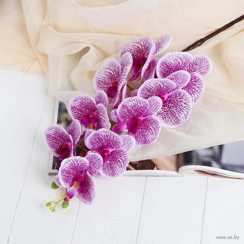 Цветок искусственный "Орхидея Тигровая" (900 мм; бело-сиреневый) — фото, картинка