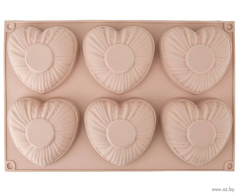 Форма для выпекания силиконовая "Сердце" (285х185х30 мм; розовый) — фото, картинка