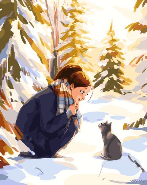 Картина по номерам "Встреча в снежном лесу" (400х500 мм) — фото, картинка