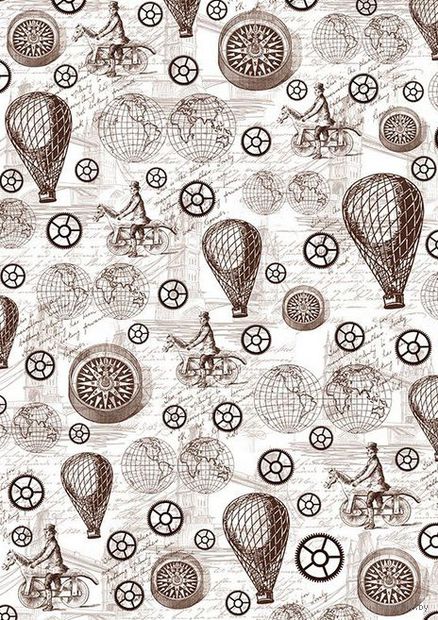 Пленка-оверлей "Стимпанк. Воздушные шары и компас" (210х300 мм) — фото, картинка