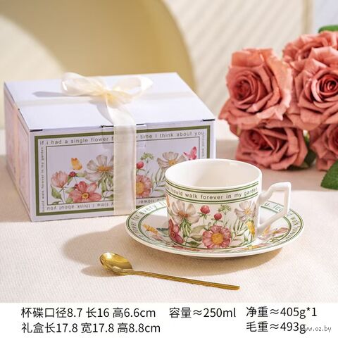 Чашка с блюдцем "Vintage flowers" — фото, картинка