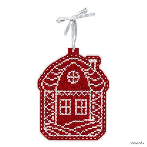 Набор для вышивания на фетре "Новогодняя игрушка. Домик в снегу" (110х130 мм) — фото, картинка