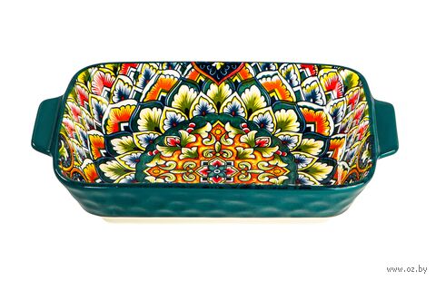 Блюдо для запекания фарфоровое "Arabesque" (225х12х50 мм; зелёный) — фото, картинка