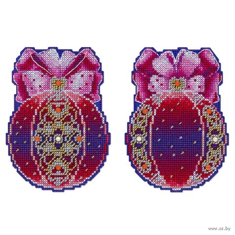 Набор для вышивания на пластиковой канве "Ёлочный шар. Волшебство сердца" (90х120 мм) — фото, картинка