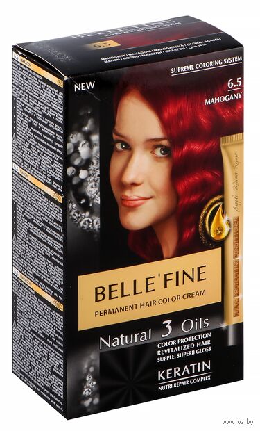 Крем-краска для волос "Natural 3 Oils" тон: 6.5, красное дерево — фото, картинка