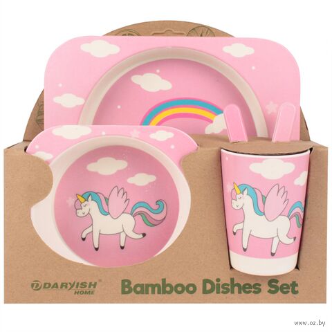Набор посуды для пикника "Единорожка" (5 предметов) — фото, картинка