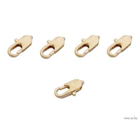 Замок для бижутерии "Карабин" (10 мм; 5 шт.; золото) — фото, картинка