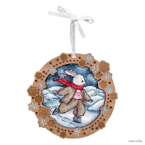 Набор для вышивания на деревянной основе "Миниатюра. По речному льду" (110х120 мм) — фото, картинка