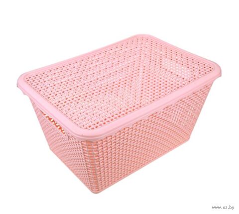 Корзина с крышкой "Оренбургская сеточка" (40х29х20,5 см; персиковый) — фото, картинка