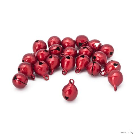 Бубенчики для творчества и рукоделия "Жемчужные" (20 шт.; 10 мм; красный) — фото, картинка