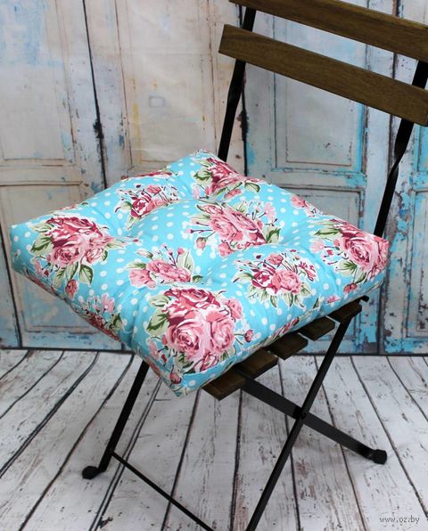 Подушка на стул "Printed" (40х40 см; бордово-голубая) — фото, картинка